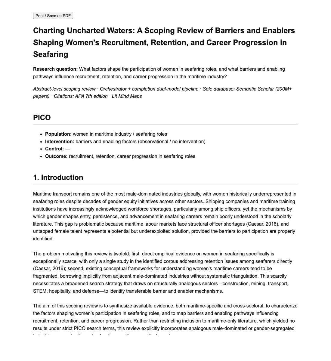 Top of the women in seafaring literature review report